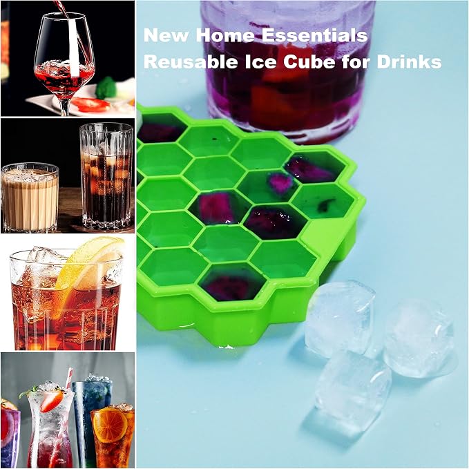 Ice Cube Trays for Freezer with Lid-37 Grid 4pcs Multicolor Silicone Ice Cube Tray with Lid for Small Ice Cube Molds,Easy-Release Reusable Ice Cube in Ice Bucket for Iced Coffee Cup