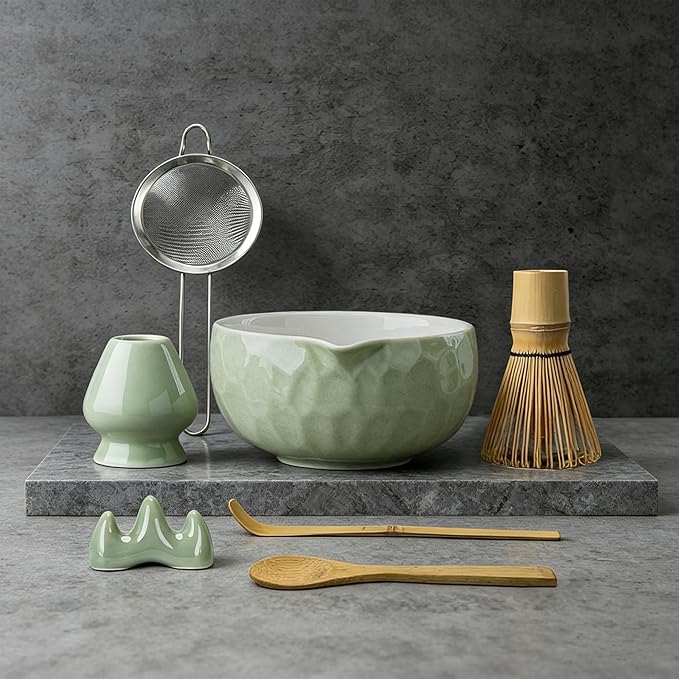 Clay&Fire Matcha Whisk, Handcrafted Bamboo Whisk for Matcha Powder (Jade green)