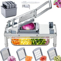 Vegetable Chopper Veggie Cutter Onion Food Potato Dicer with Container | Stainless Steel Construction, Fruit Potato Salad Dicer, Study Container, Easy Cleaning, Safety Hand Guards