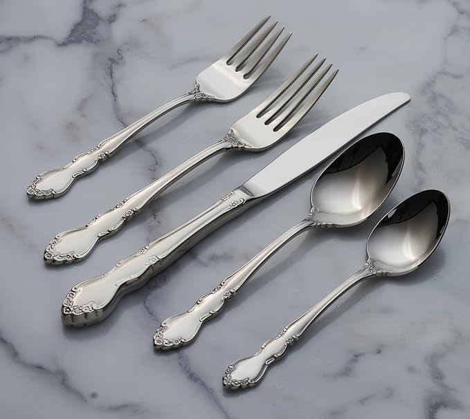 Oneida Dover 20-Piece 18/10 Silverware Set for 4, Flatware | mirror finish, dishwasher safe | includes knives, forks, and spoons | cutlery set for kitchen and dining