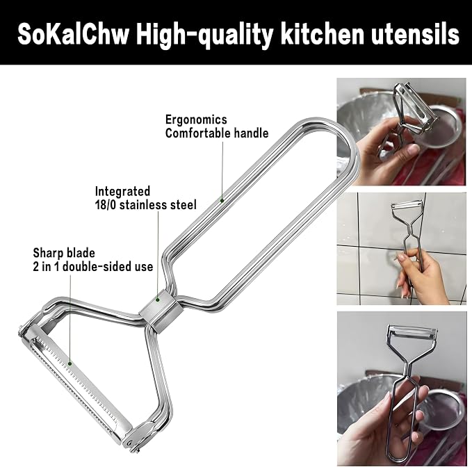 Fruit and Vegetable Peelers for Kitchen | Just Like Mom's Old Steel peeler,Double Blade,Serrated,Straight