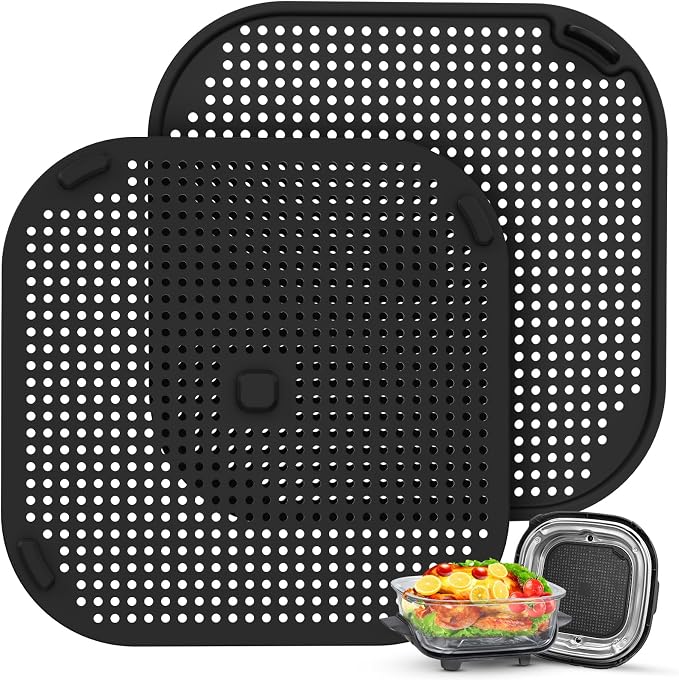 2 PCS Silicone Splatter Shield for Ninja Crispi Replacement Parts,Black | Helps Block Oil Splashes, Reusable, Flexible, Heat Resistant,Easy To Clean,Prevents Stubborn Grease Stains