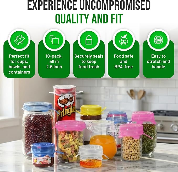 Reusable Silicone Can Lids – 2.6 Inch Can Covers for Dog & Cat Food – Universal Fit - Airtight Stretch Lids for Pet Food Cans, BPA-Free, Dishwasher Safe – 10 Pack