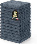 Homaxy 12 Pack Super Soft Absorbent Dish Towels, 13" x 19", Dark Grey | Coral Velvet, Nonstick Oil Fast Drying Microfiber Cleaning Cloth, No Lint Dishcloths for washing and drying