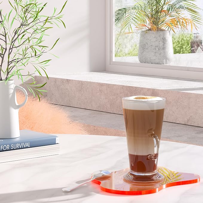 Acrylic Coaster Decorative Plates,Coral Pink Bar Drink Coaster, Clear Cloud Shape Coffee Cup Coaster, Perfect for Tabletop Protection and Accessories Display.(Coral Pink)