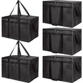 Bodaon 5-Pack Insulated Food Delivery Bag for Hot and Cold Meal, XXX-Large, Grocery Tote Insulation Bag for Catering, Pizza Warmer, Black | Hot/Cold Meal Tote Insulation, Catering Pizza Warmer, Commercial Heavy Duty Reusable Transport Carrier for Rides...