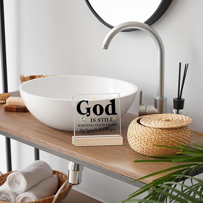 Farmhouse Decor, Acrylic Christian God Home Decorations, Aesthetic Entry Way Table Shelf Decor, Living Room Table Accessories, Boho Office Decorations For Work (02)