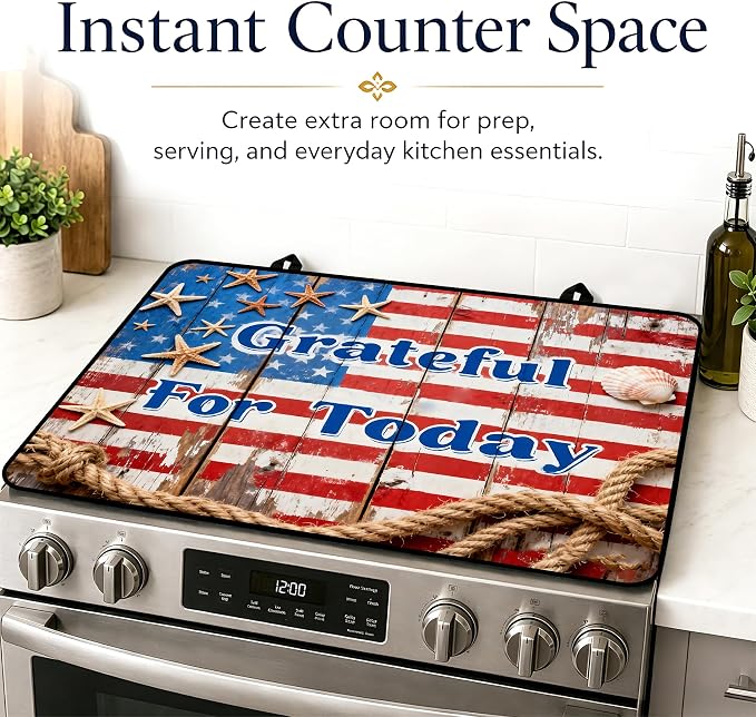 Stove Top Covers with A Non-slip Rubber Coating | protect Your Stove from Scratches, Extend Countertop Space, and Add A Classic Kitchen Touch