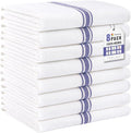 Homaxy 100% Ring Spun Cotton Kitchen Towels 8 Pack, Blue Stripe | 15 x 25 Inch, Highly Absorbent Dish Towels for Kitchen Drying, Reusable Cleaning Cloths, Soft Tea Towels with Hanging Loop