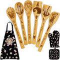 Night Christmas Gifts,Magic Pattern Wooden Cooking Spoons with Apron Oven Mitt Potholder-Halloween Kitchen Decor Cooking Utensils 9pcs,Night Gift for Fans,Women,Mother's Day,Housewarming