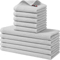 Homaxy 10 Pack 100% Cotton Kitchen Towels and Dishcloths Set, Light Gray | 12 x 12 Inches and 13 x 28 Inches Kitchen Towels Set, Ultra Soft Absorbent Dish Cloths for Washing Dishes