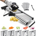 Mandoline Slicer for Kitchen, Stainless Steel adjustable Mandoline slicer | Non-Slip Mandolin with 4 Blades,Vegetable & Fruit Slicer for Potato,Tomato,onion,cucumber,with Cut-Resistant Gloves,Brush