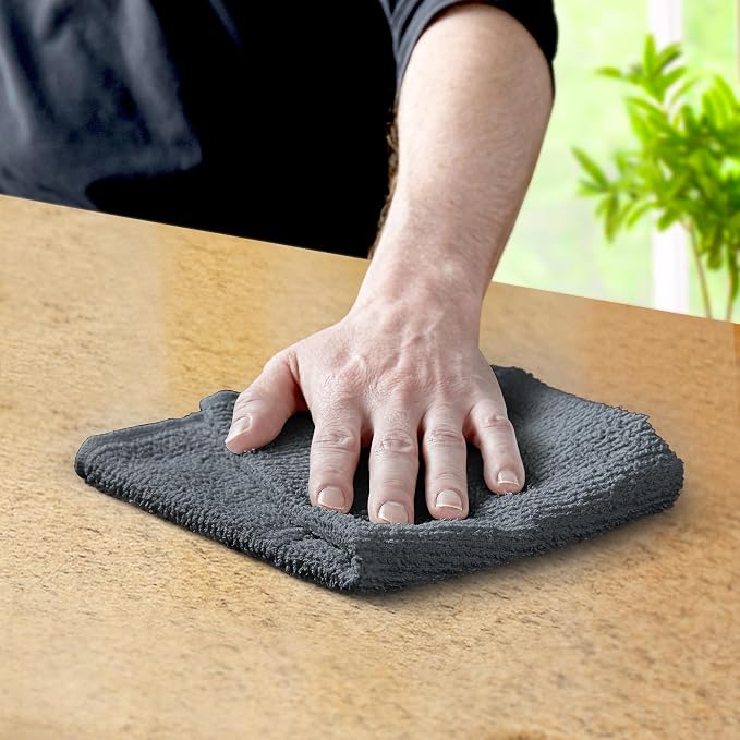Avalon Towels Bar Towels (Pack of 120) Size 14x17 Inches – 100% Cotton, Absorbent and Reusable Cleaning Rags, Multipurpose Cleaning Towels, Terry Cloth Rags, Durable Shop Rags (Grey)