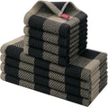 Homaxy Kitchen Towels and Dishcloths Set, Set of 8, Black & Tan | Bulk Cotton Waffle Weave Check Plaid Kitchen Towels, Super Soft and Absorbent Dish Cloths, 12 x 12 and 13 x 28 Inches