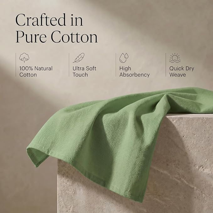 Urban Villa Kitchen Towels Cotton Dish Towels 20”x30” (Set of 6) Green