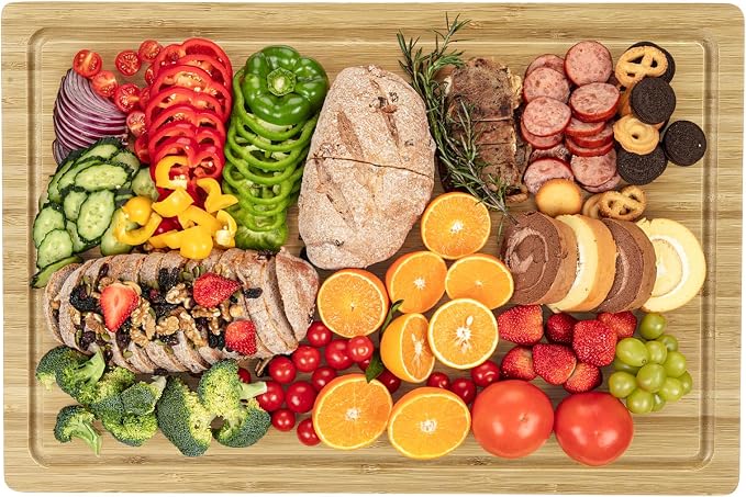 GarveeHome 18 in Large Bamboo Cutting Board, Wood XL Cutting Boards for Kitchen, Organic Wooden Butcher Block and Chopping Board for Meat and Vegetables