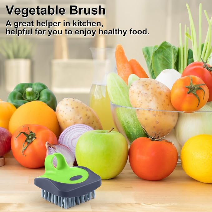 Aodaer Vegetable Brush Potato Scrubber Brush Silicone Hard and Soft Side Fruit Cleaning Tools for Delicate or Tough-Skinned Vegetables