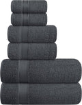 Ultra Soft 6 Pack Cotton Towel Set, Contains 2 Bath Towels 28x55 inch, 2 Hand Towels 16x24 inch & 2 Wash Coths 12x12 inch, Ideal Everyday use, Compact & Lightweight - Charcoal Grey