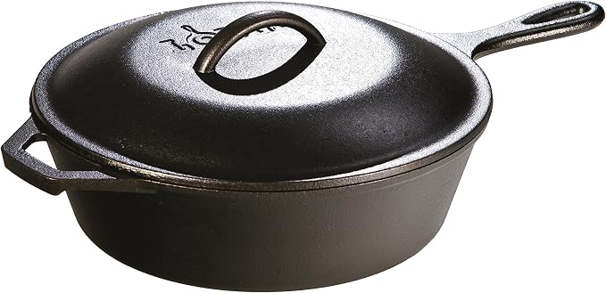 Lodge Seasoned Cast Iron Lid - 8 Inches - Heavy-Duty Iron Cookware Cover for Heat Retention - Seasoned Skillet or Dutch Oven Cover - Replacement Lid