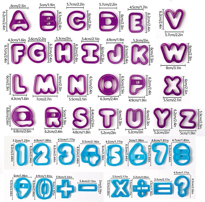 42 Pcs Letter And Number Cookie Cutters,with Dough Alphabet,Numbers,Mathematical Symbols,Fondant Letter Cutters for Birthday, Christmas, New Year and Holiday Party Decorations (42Pcs)