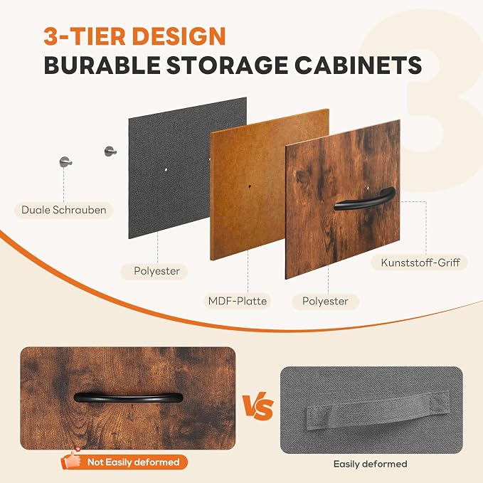 Sweetcrispy 7 Drawer Dresser for Bedroom Storage with Fabric Bins, Brown | Anti-Tip Closet Organizer, Wooden Top and Sturdy Steel Frame, Spacious Drawers for Clothes Storage, Hallway Entryway
