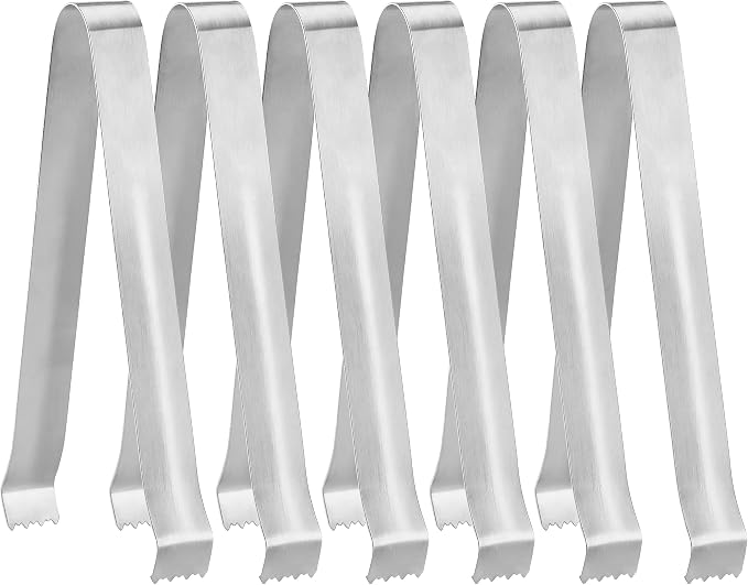 New Star Foodservice Restaurant-Grade Pom Tong, Stainless Steel, 6.5 Inch, Set of 6, Silver