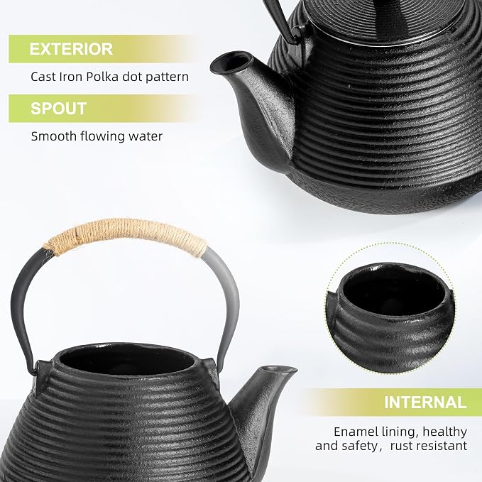 suyika Japanese Tetsubin Tea Kettle Cast Iron Teapot with Stainless Steel Infuser 30 oz/900 ml | Teapot with Stainless Steel Infuser