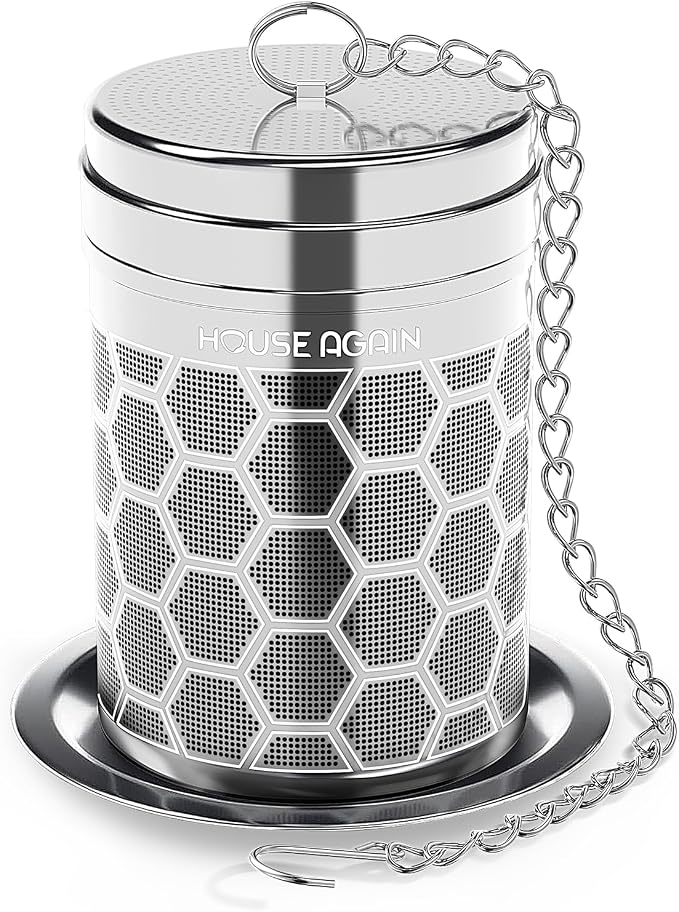 House Again Tea Infusers, Extra Fine Mesh Tea Strainers for Loose Tea, Updated Slim Threaded Lid & 304 Stainless Steel, Filter Bags Diffusers, Loose Leaf Tea Steeper for Brew Tea Spices & Seasonings