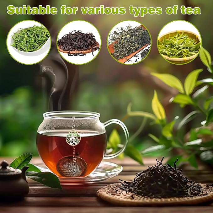2Pcs Tea Infuser,2.1” Tea Ball with Panda Pendant,Tea Steeper,Tea Strainer | Stainless Steel,Tea Diffuser for Filtering Tea,Tea Infusers for Loose Tea, for Flavoring Herbal Spices and Seasonings