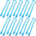 10 Pcs Plastic Buffet Serving Tongs, Clear Blue Kitchen Tongs Mini Serving Utensil Tongs for Food Ice Salad Buffet Barbecue Cookies, 6.3 Inches