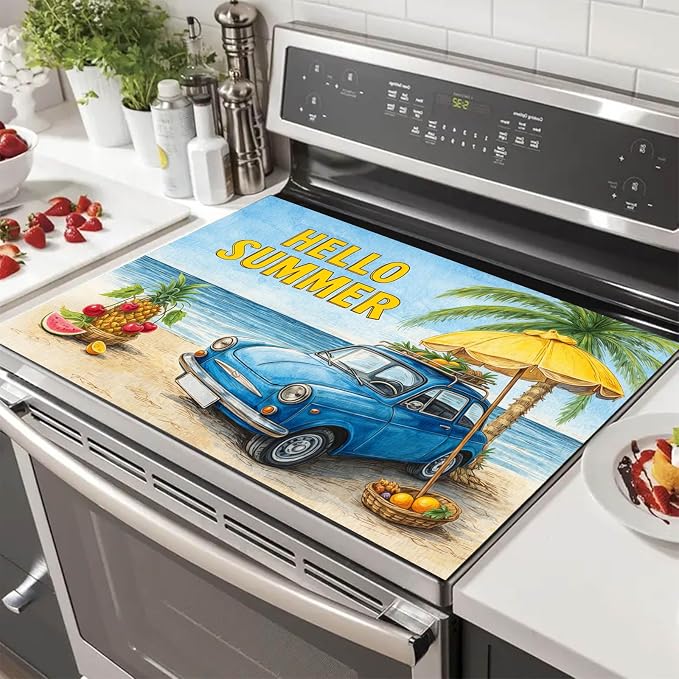 HOMETITUTE Hello Summer Stove Top Cover 28x20 Beach Car Heat Resistant