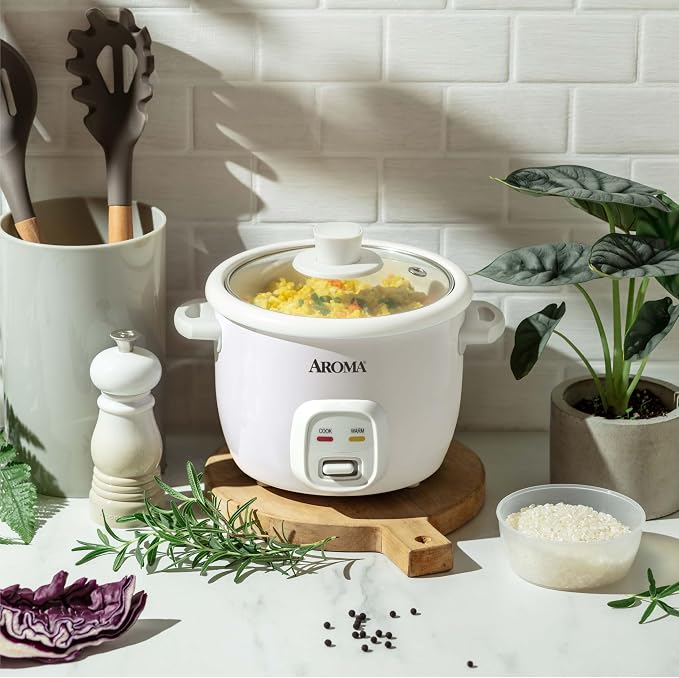 Aroma Housewares 4-Cups (Cooked) / 1Qt. Rice & Grain Cooker (ARC-302NG), White