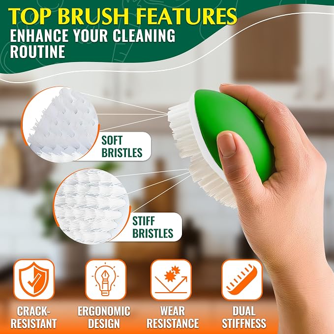 2 Pcs Potato Scrubber Brush, 2.3"x3.9", Soft and Stiff Bristles | Vegetable Brush Scrubber for Food, Ergonomic Design, Crack-Resistant Frame, Drawer Storage; for Carrots, Apples, & Mushrooms