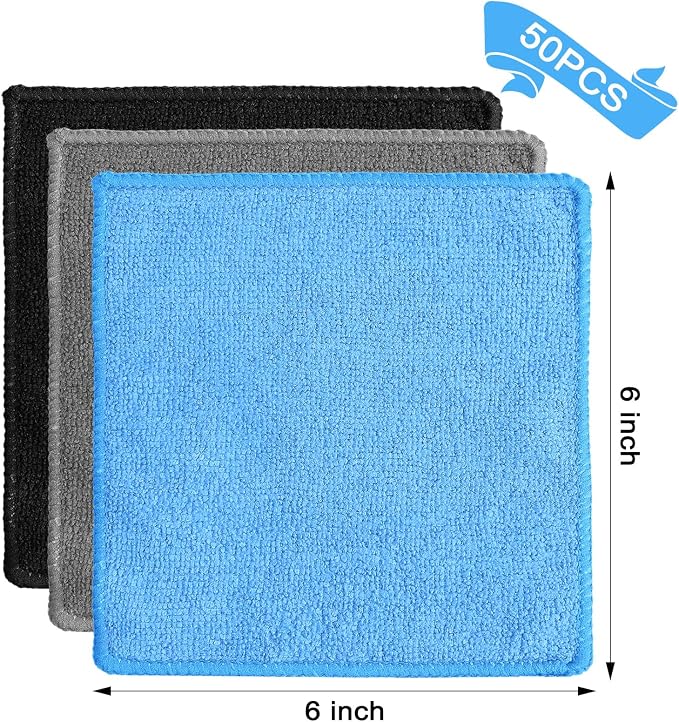 50 Pcs Dry Erase Cloth,6 X 6 Inch,Blue/Gray/Black | Cleaning Rags Reasonable Whiteboard Cloth Kitchen Towels Microfiber Towels Cars Wash