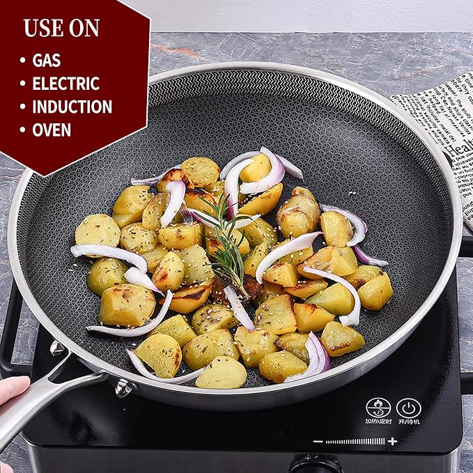 LOLYKITCH 6 QT Saute Pan with Lid & 8-10'' Frying Pans | Detachable Handle | Ceramic Nonstick | Tri-Ply Stainless Steel | Hybrid Cookware Set | Oven & Induction Ready | PFOA-FREE