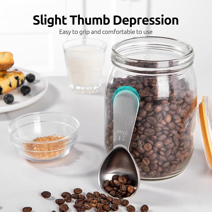 U-Taste 18/8 Stainless Steel Coffee Scoop: 2 Tbsp Scoop Measure Spoon, 2Pcs | Stainless Steel Tablespoon Measuring Spoon, Tablespoon Coffee Spoons, Short Handle Tbsp Scooper for Ground Coffee Bean Powder