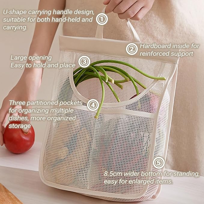 6pcs Reusable Breathable Hanging Storage Mesh Bags | Onion Bags Mesh Garlic Net Bag, Washable Kitchen Storage Holder Bag for Potatoes, Onions, Garlics, Vegetables, Fruit