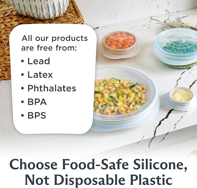 Stasher Reusable Silicone Stretch Lids, Clear, 4-Pack, Variety of Sizes