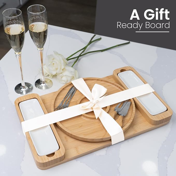 Charcuterie Boards Set, Bamboo Cheese Tray with Serving Accessories | Meat Cheese Platter, Movie Nights, Family Gatherings, BBQ Picnic Essentials, Dinner Party Hosting Appetizer, Wine Nights