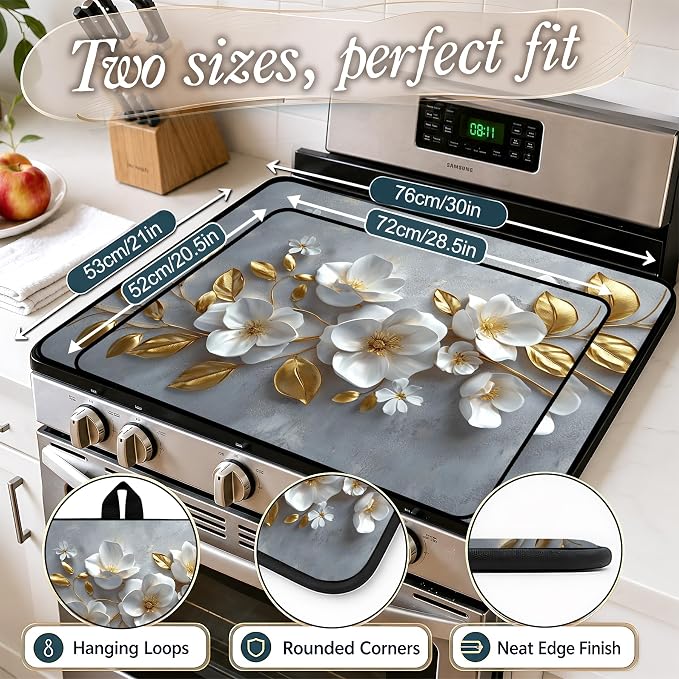 Stove Top Covers with A Non-slip Rubber Coating | protect Your Stove from Scratches, Extend Countertop Space, and Add A Classic Kitchen Touch