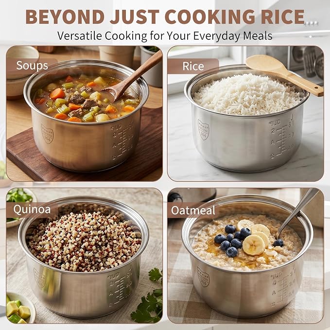 Stainless Steel Inner Pot Compatible with Zojirushi NS-TSC10 Rice Cooker | Replacement for Zojirushi NS-TSC10, 5.5-Cup (Uncooked), Food-Grade 304, Coating-Free, Dishwasher Safe