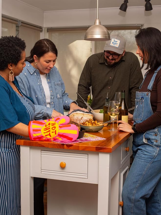 Blue Q Oven Mitts - Cute Kitchen Accessories & Kitchen Gifts - Hot Sh*t | Cute Oven Mitts with unique artwork, Super-Insulatted Quilting, Easy care maintenance, Kitchen gifts for women and home cooks