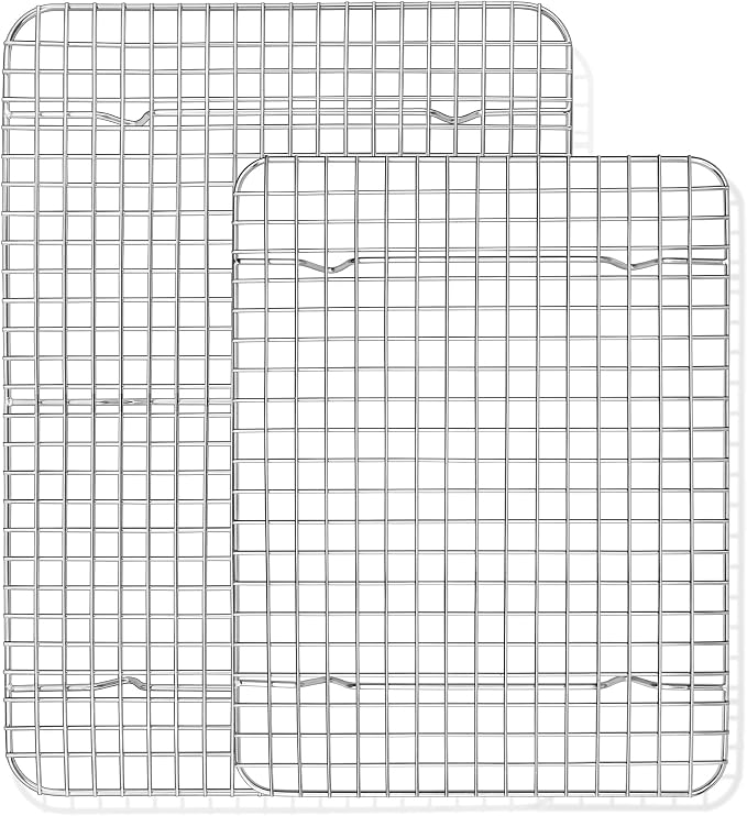 TeamFar Cooling Rack, 15” & 12” Stainless Steel Baking Grid Wire Rack | Roasting Grilling Cooking Rack for Cookie Cake Bread, Fit Baking Pan for Christmas Anniversary Party, Dishwasher Safe- 2PCS