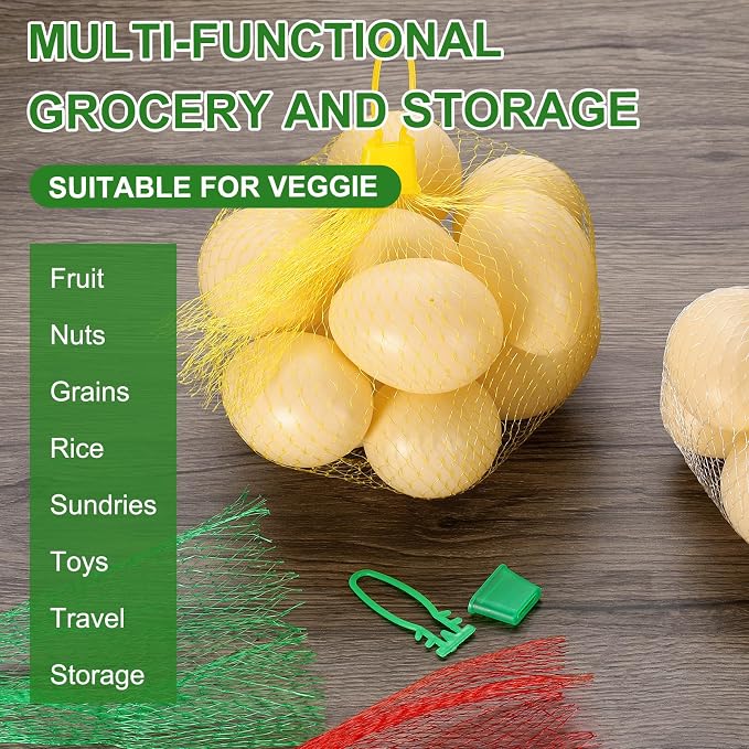 uxcell 150pcs Egg Hatching Bags, 28 Inch Mesh Nylon Netting Reusable Produce Mesh Bags Strong Stretchable Plastic Seafood Boil Bags for Fruits Vegetables Storage, Green