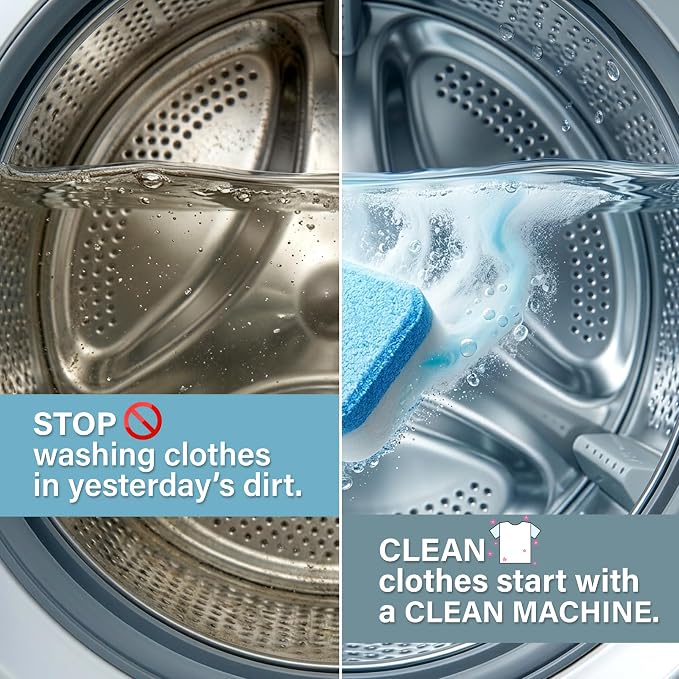 Washing Machine Cleaner Descaler 24 Pack - Deep Cleaning Tablets For Front Loader & Top Load Washer, Eco-Friendly Deodorizer, Clean Inside Drum and Laundry Tub Seal - 12 Month Supply