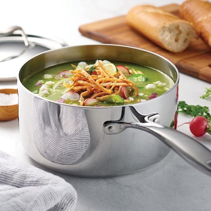 Tramontina Signature Tri-Ply Clad Stainless Steel 3-Quart Sauce Pan | Induction-Ready, Dishwasher-Safe, NSF-Certified, Made in Brazil