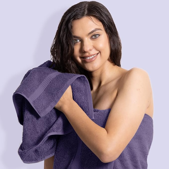 Chakir Turkish Linens Personalized 3 Piece Towel Set, 100% Cotton Luxury Turkish Towels for Bathroom, Soft Absorbent Towel Set with Bath Towel Hand Towel and Washcloth, Plum