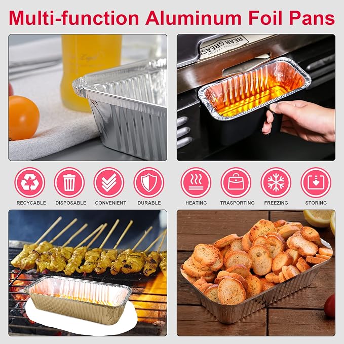 Uniflasy 60 Pack Disposable Grill Drip Pans, Weber 6417 6498 Foil Liners | For Genesis II 400/600, Summit 400/600 & SmokeFire EX4/EX6/EPX6; 11 x 5 trays catch drips, stack neatly for storage after BBQ