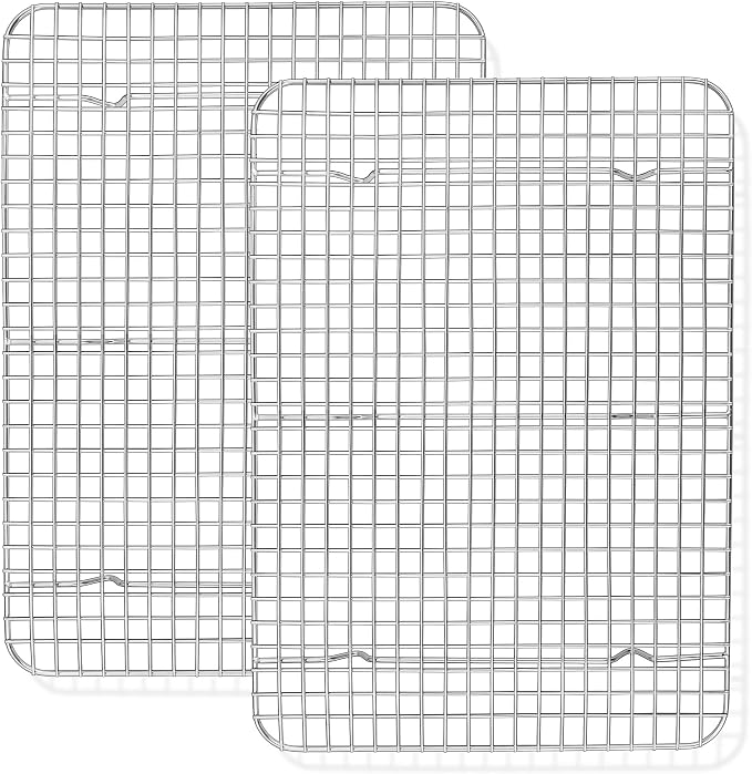 TeamFar Cooling Rack, 15.3”x11.2” Stainless Steel Baking Grid Wire Rack | Roasting Grilling Cooking Racks for Cookie Cake Bread, Fit Baking Pan for Christmas Anniversary Party, Dishwasher Safe- 2PCS