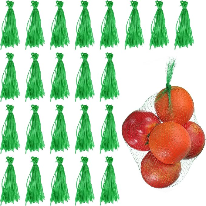 uxcell 150pcs Egg Hatching Bags, 12 Inch Mesh Nylon Netting Reusable Produce Mesh Bags Strong Stretchable Plastic Seafood Boil Bags for Fruits Vegetables Storage, Green